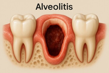 What color does a dry socket look like showing white bone
